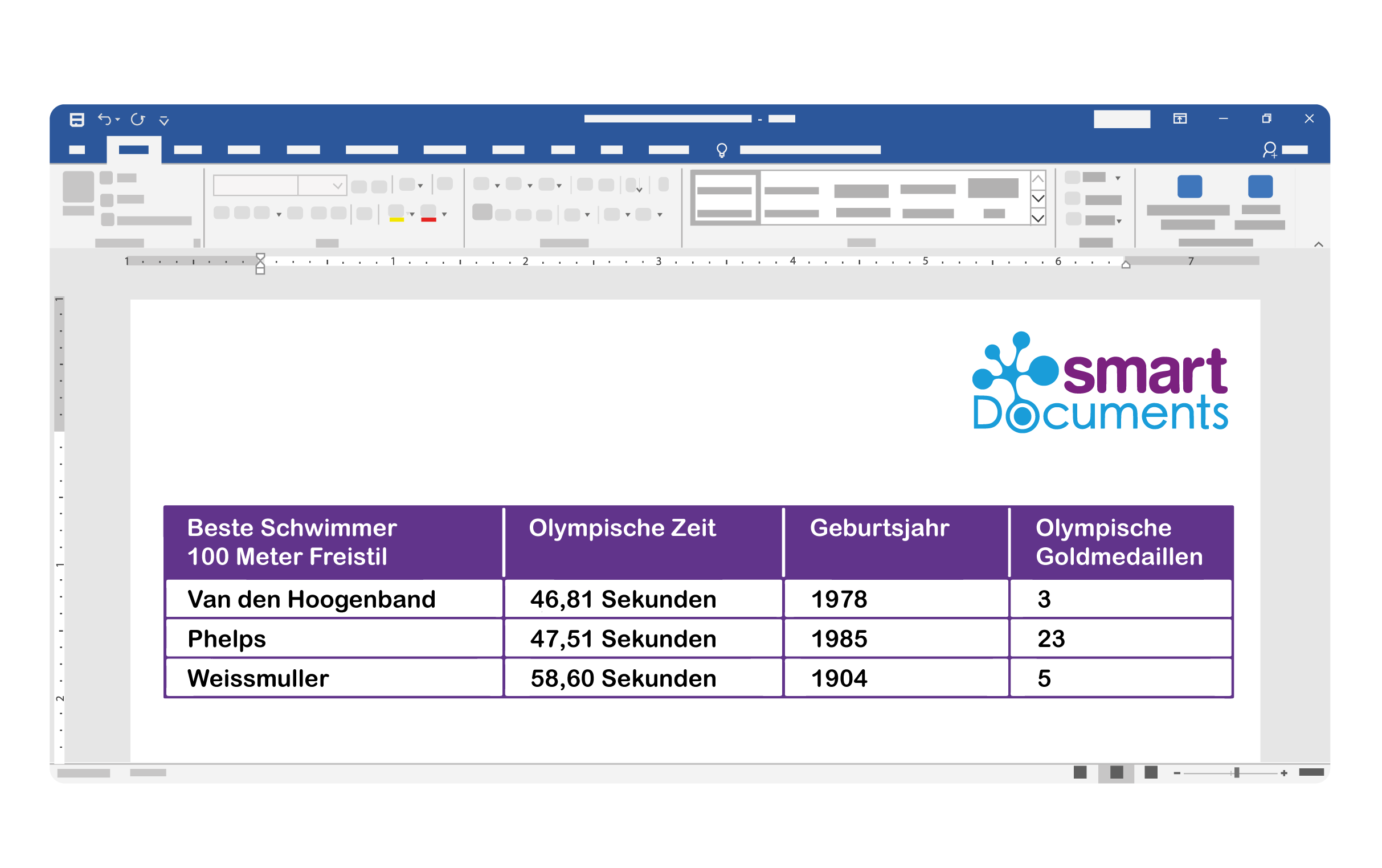 Vektorgrafik: Abstrakte Darstellung eines Word-Dokuments, welches eine Tabelle enth&auml;lt.