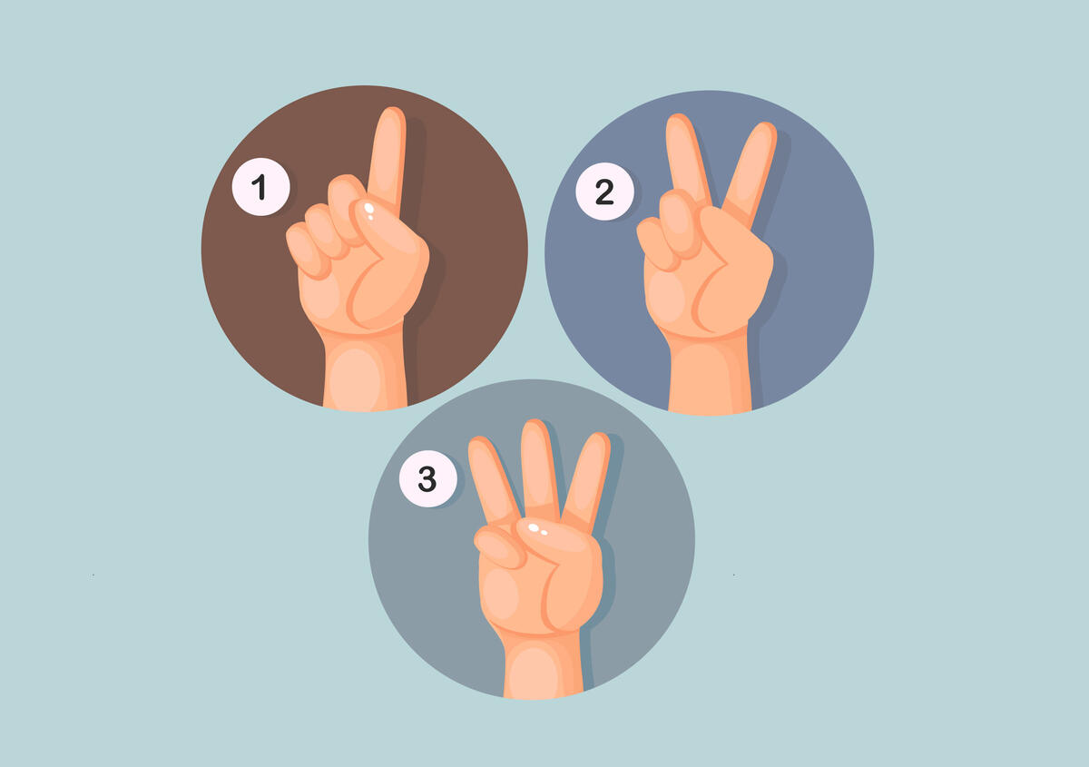 Vektorgrafik: H&auml;nde, die 1, 2 und 3 anzeigen