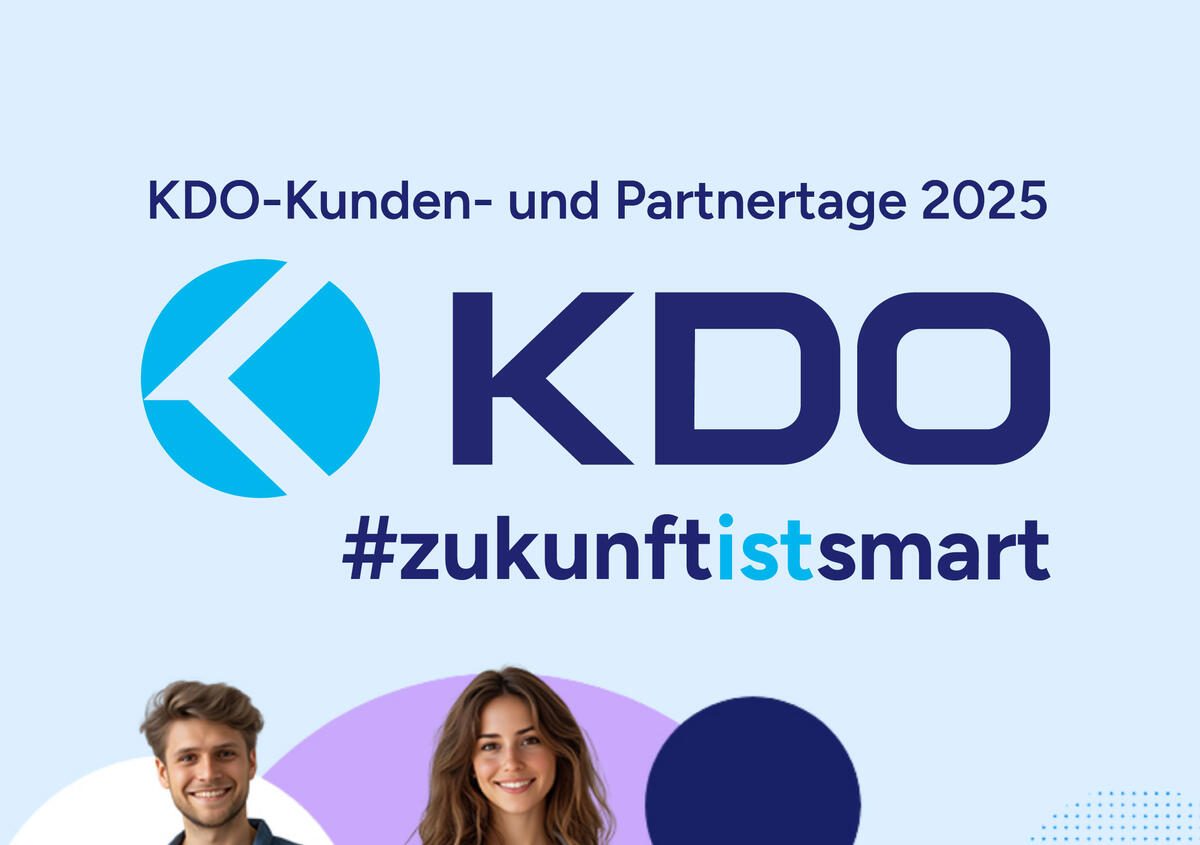 Logo Zweckverband Kommunale Datenverarbeitung Oldenburg mit Text KDO Kunden- und Partnertage 2025 #zukunftistsmart
