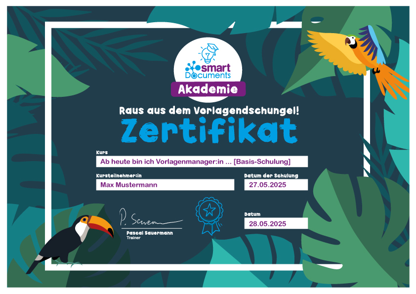 Vektorgrafik: Schulungszertifikat SmartDocuments