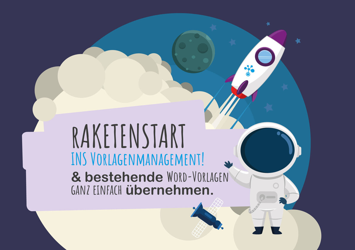 Vektorgrafik: Rakete, die ins all fliegt mit Astronaut.