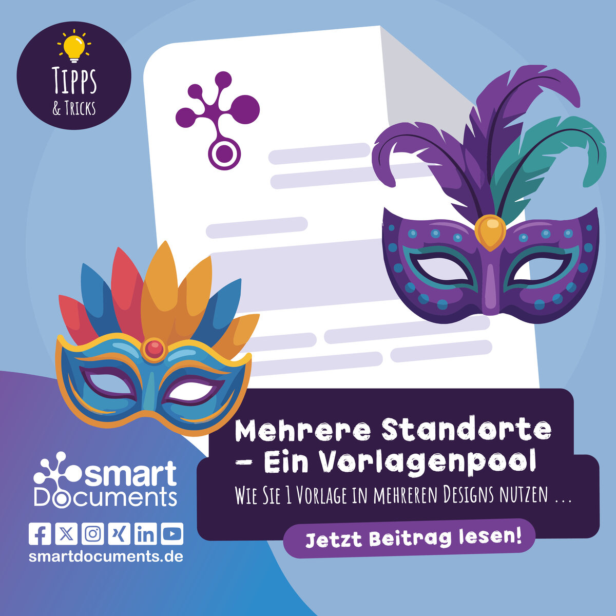 Vektorgrafik: Dokument mit unterschiedlichen Karnelvals-Masken