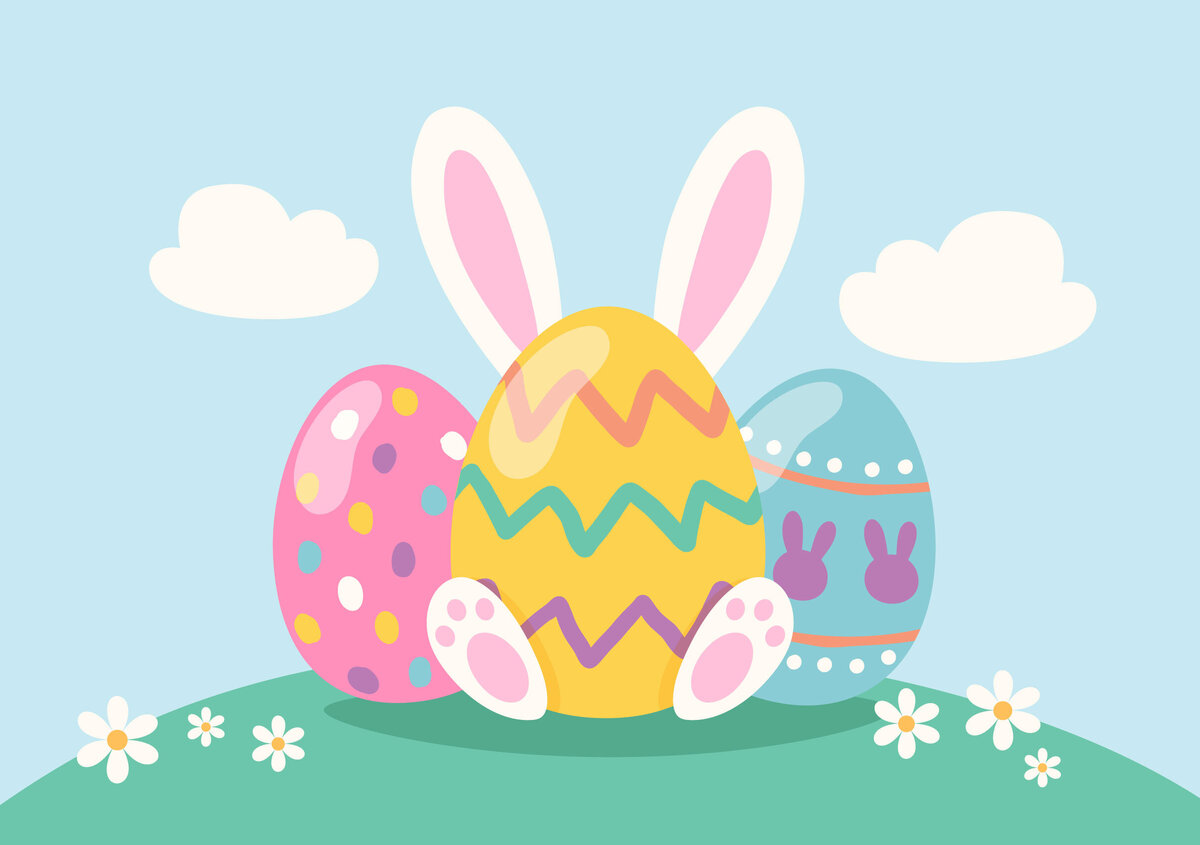Vektorgrafik: Ostereier mit Osterhase