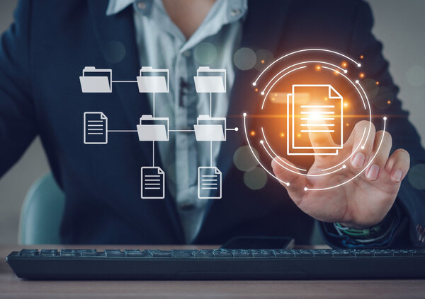 Visualisatie van digitale workflows en geautomatiseerde documentprocessen.