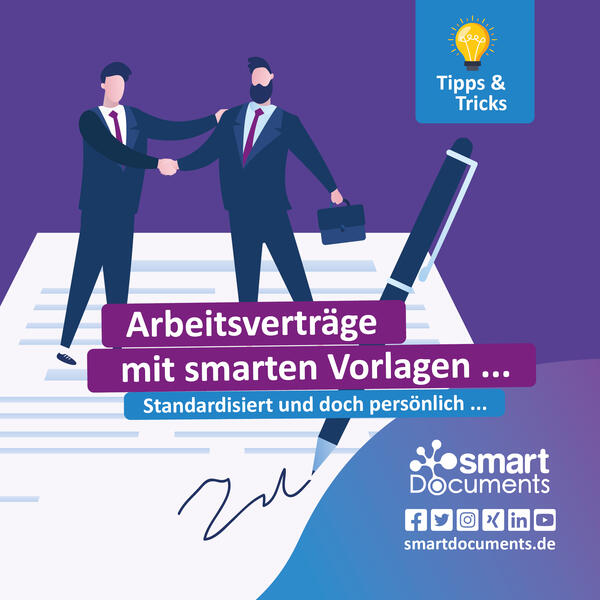 Vektorgrafik mit 2 Gesch&auml;ftsleuten, die auf einem Arbeitsvertrag stehen und sich die Hand sch&uuml;tteln.